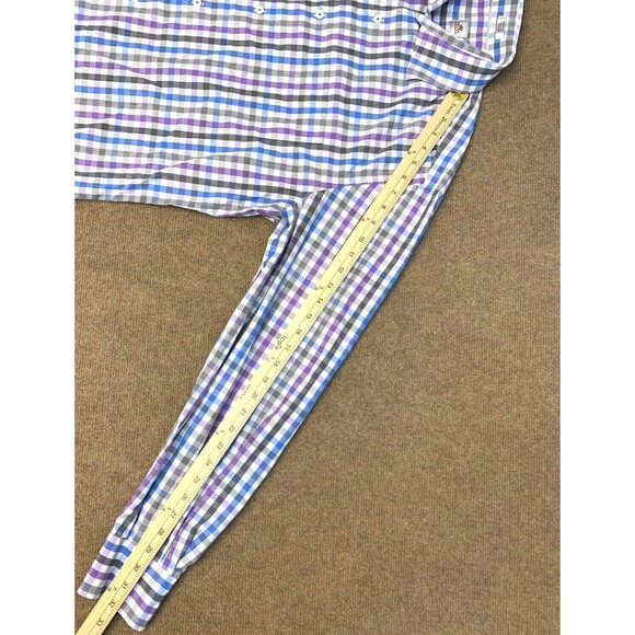 Peter Millar Gingham Button Down Shirt Mens L Plaid Long Sleeve Cotton Knit - Picture 5 of 6